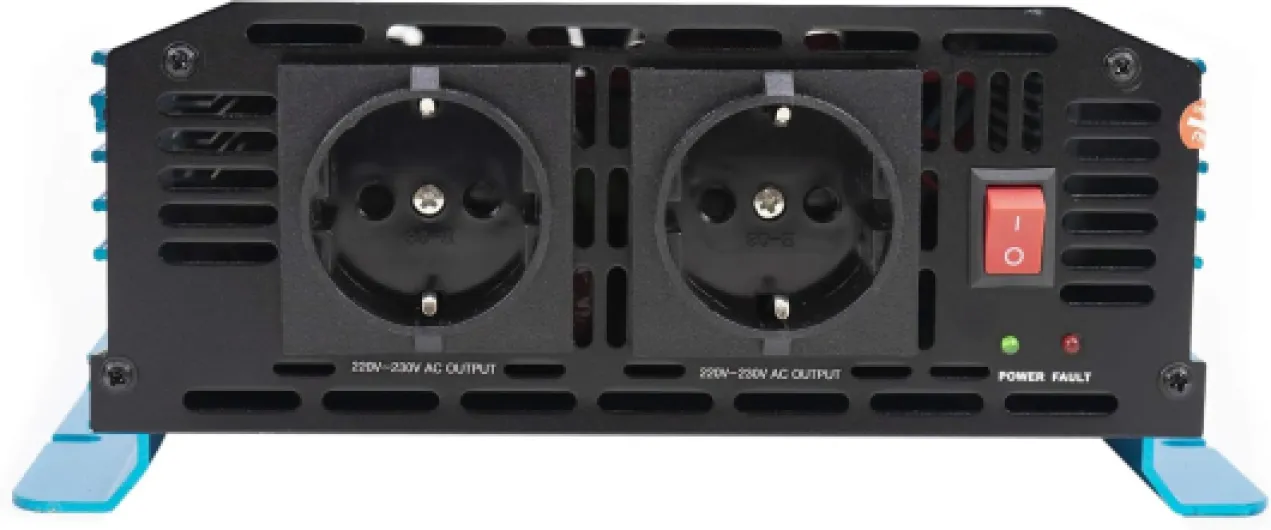 SP1000W Convertisseur Transformateur Chargeur pour Voiture Onduleur à onde sinusoïdale pure, Onduleur 12 V DC à 230 V AC, 2 prises Schuko Bleu 1000W