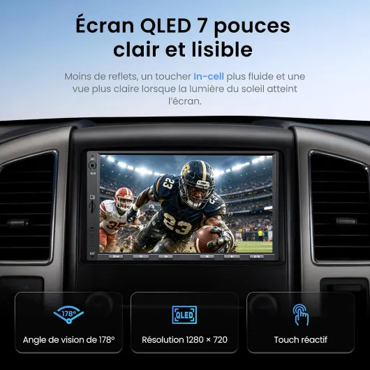 F7WE Autoradio 2 DIN 7 Pouces avec CarPlay sans Fil & Android Auto 7"