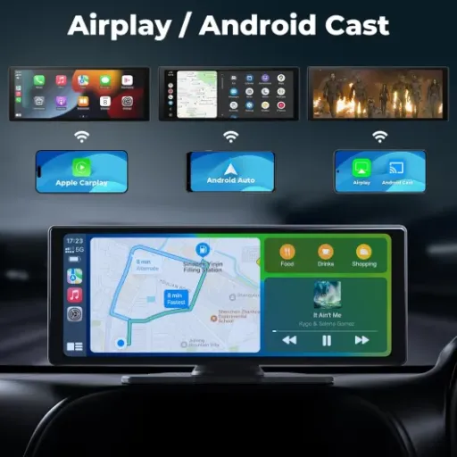 Avis aphqua A93-2 : écran CarPlay sans fil 10,26'' avec double caméra pour moderniser n’importe quelle voiture