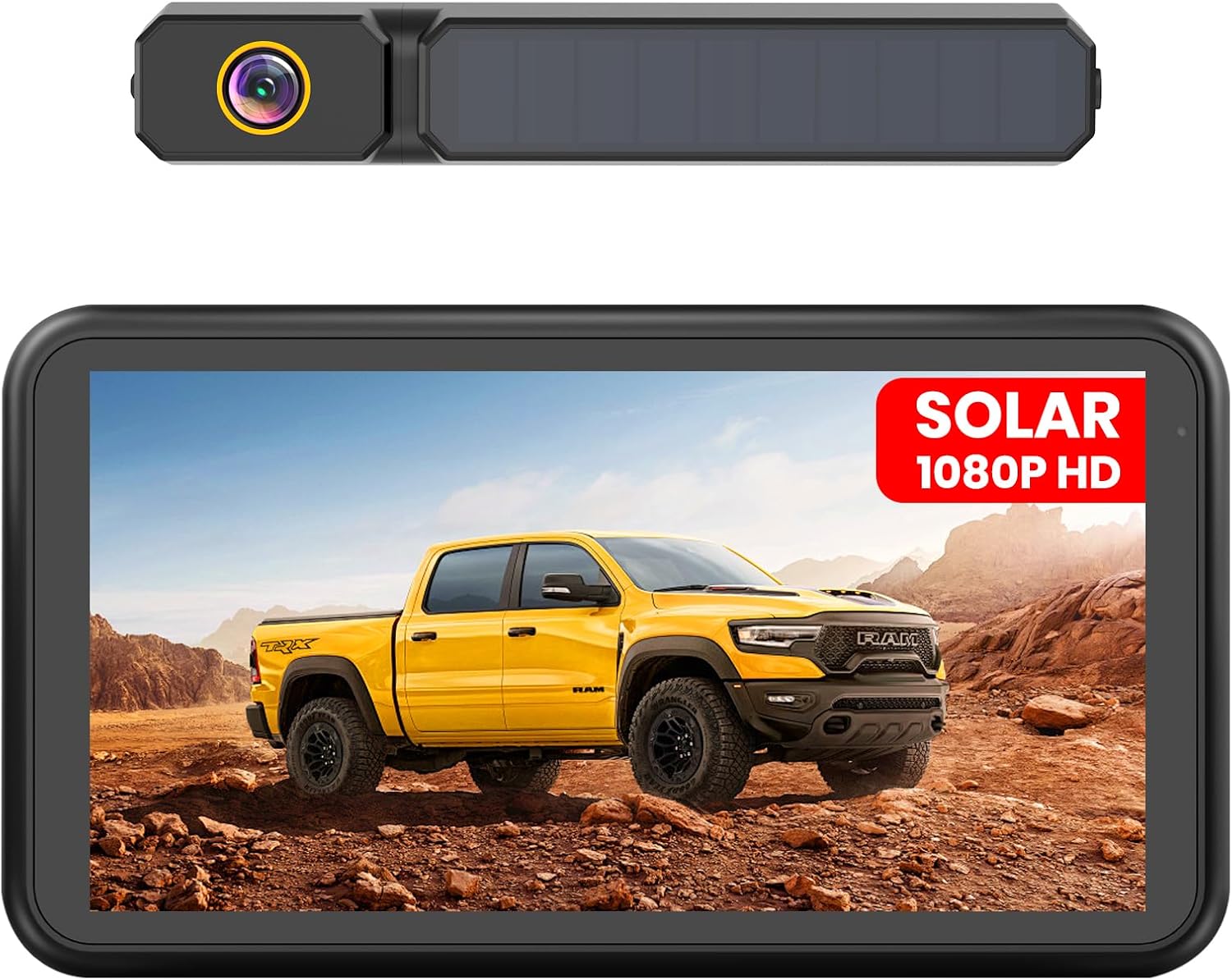 Foxpark Solaire Camera de Recul sans Fil: Installation Facile en 3 Minutes, avec HD 1080P Moniteur 5 Pouces, Étanche IP69K Vision Nocturne Claire Nocturne Caméra de Recul pour Auto,SUV, Camion,Van
