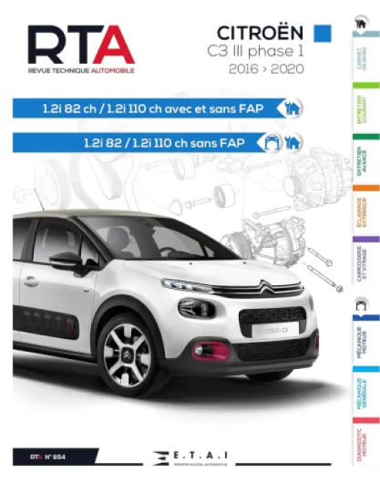 E.T.A.I - Revue Technique Automobile 854 - Citroën C3 III phase 1 (2016 à 2020)