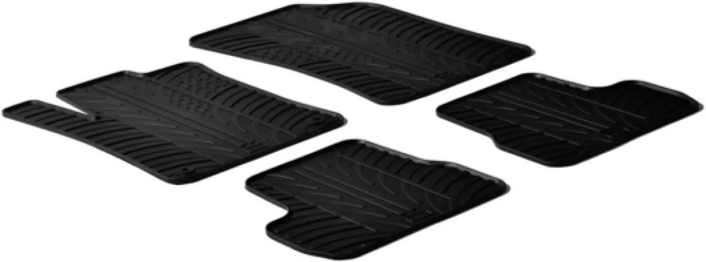 Set tapis de caoutchouc compatible avec Citroen C3 2010-10/2016 (T profil 4-pièces + clips de montage)