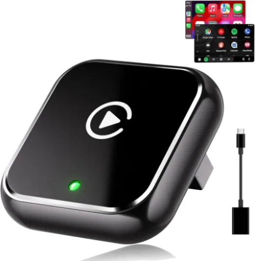 CarPlay sans Fil 2 en 1 pour Apple CarPlay/Android Auto,Mini Adaptateur sans Fil pour iPhone/Android et Plus de 927+ Voitures,Bluetooth 5.3 et WiFi 6,sans décalage,Plug and Play,Connexion Automatique Gris mat et noir brillant