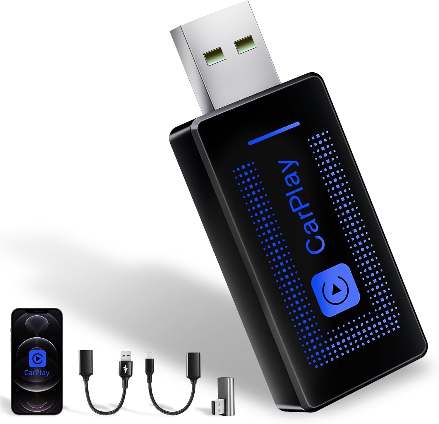 Alltolink Wireless CarPlay Adapter,Adaptateur CarPlay sans Fil amélioré (2025) pour télé Phone - Convertisseur USB Plug & Play, reconnexion Automatique, Compatible avec Les Voitures 2016+ et iOS 10+ blue