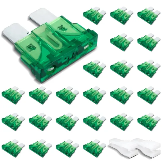 Innfeeltech 25 pièces de fusible auto standard, fusible plat 30A avec 2 clips en plastique pour voiture, camion et moto Standard, 30A