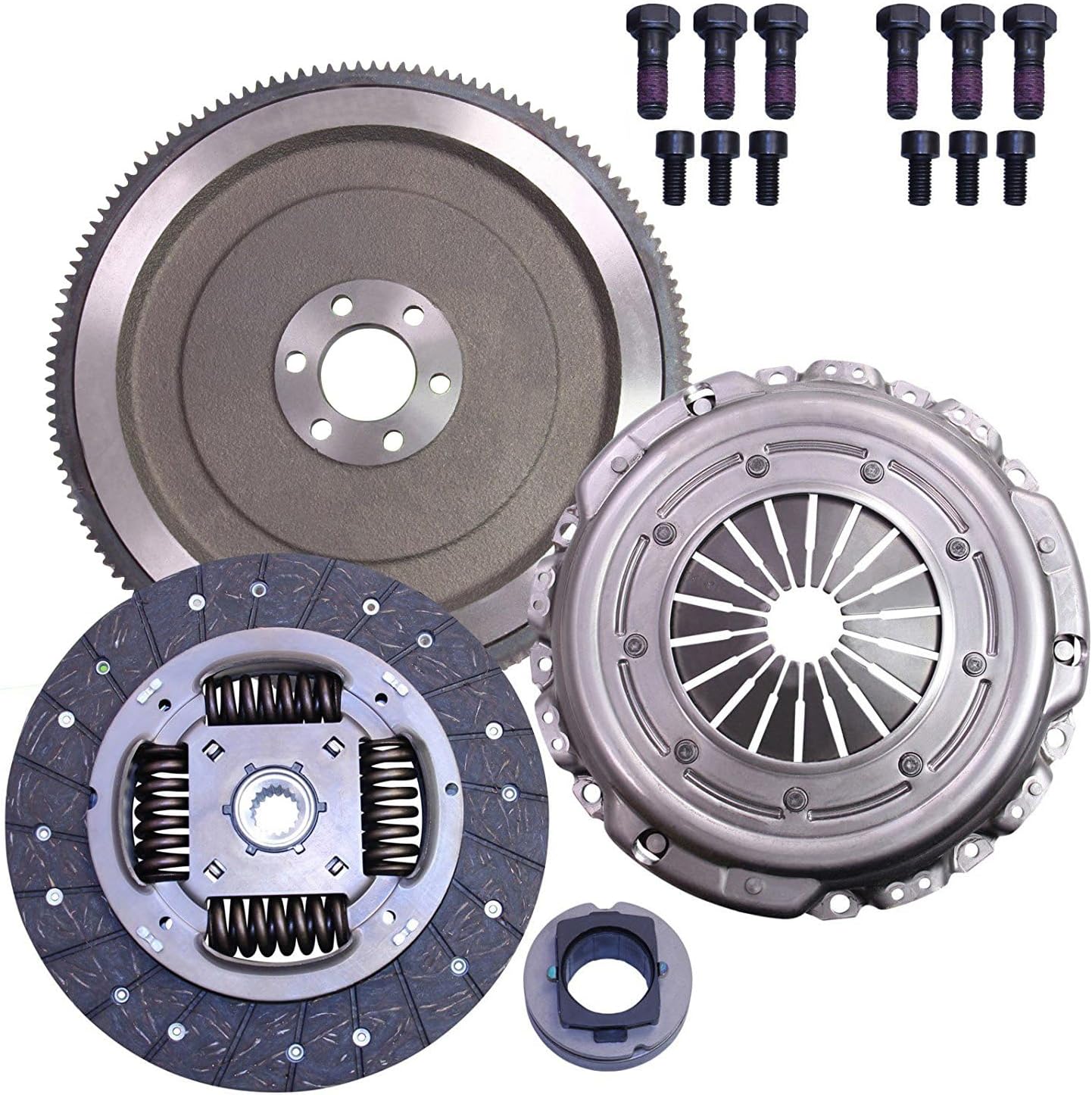 Kit d'Embrayage Complet AVEC Butée ET Volant Moteur Rigide Fixe compatible avec BERLINGO C2 C3 C4 C5 207 307 308 407 PARTNER 1,6 HDI 75 90 110ch - 835071 3000951013 600008400 0532P5 0532R7