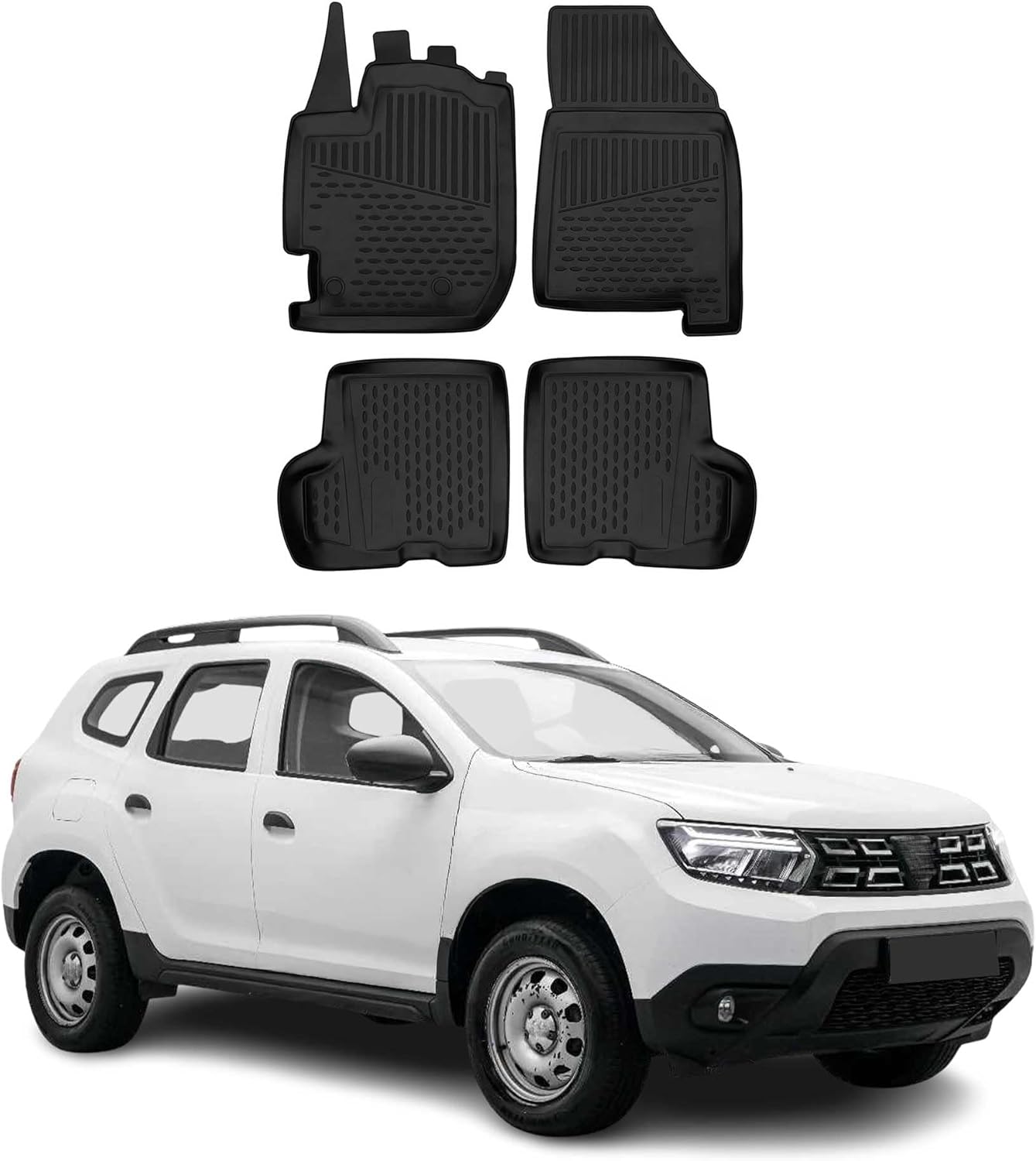 Tapis de Sol pour Dacia Duster 2018-2024 sur Mesure en Caoutchouc Noir Duster 2018-2024 Tapis de Sol
