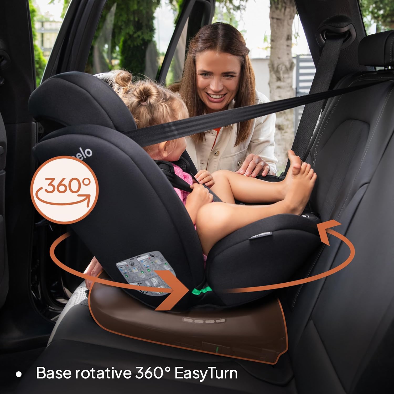 Bastiaan I-Size Siège Auto Pivotant à 360° pour les Enfants de 0 à 36 kg et de 40 à 150 cm, Installation Face et Dos à la Route, ISOFIX Sangle TopTether BlackCarbon