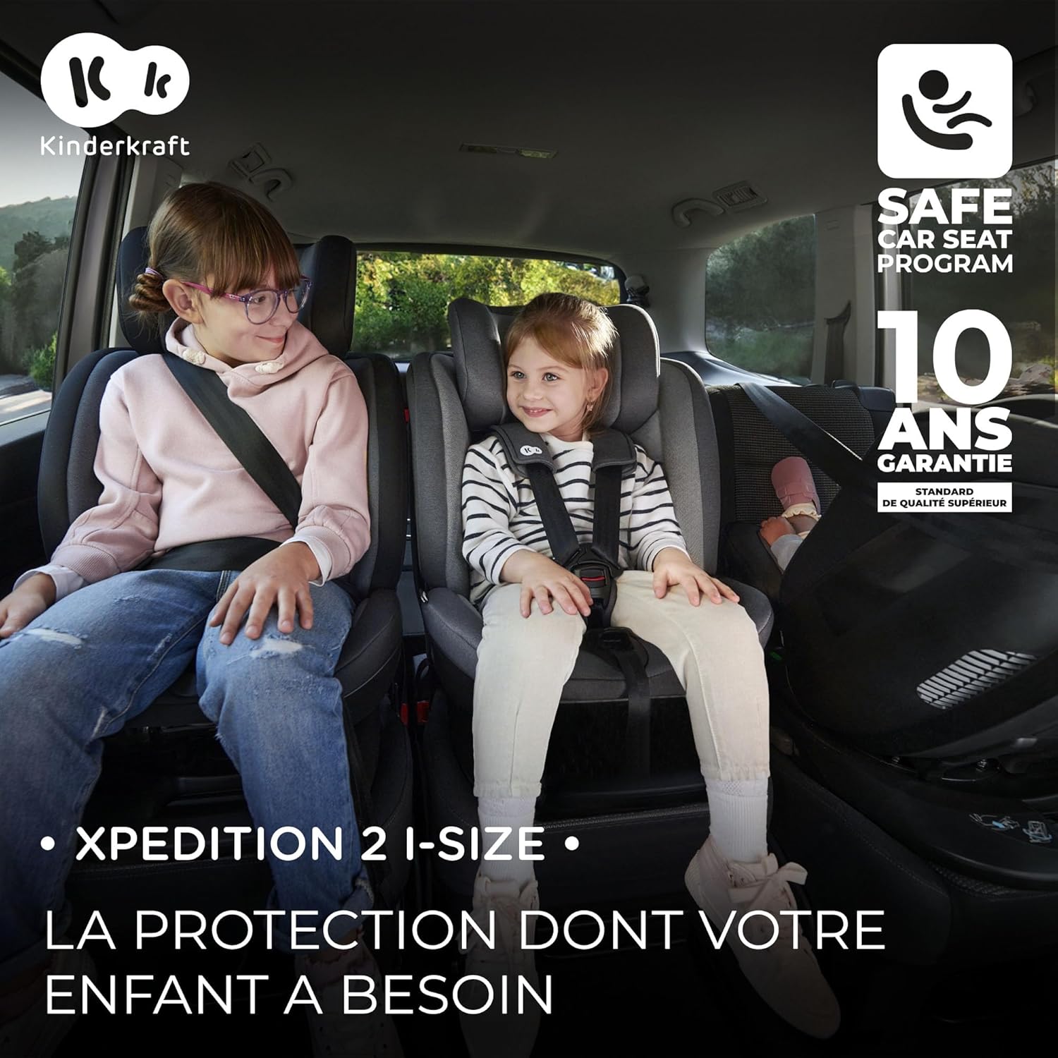 Kinderkraft XPEDITION I-Size 40-150 cm, Siège auto bébé 0 à 36 kg évolutif, Groupe 0/1/2/3, Isofix 360° pivotant, Têtière et largeur d'assise ajustable d'une seule main, Protections latérales, Noir CLASSIC black