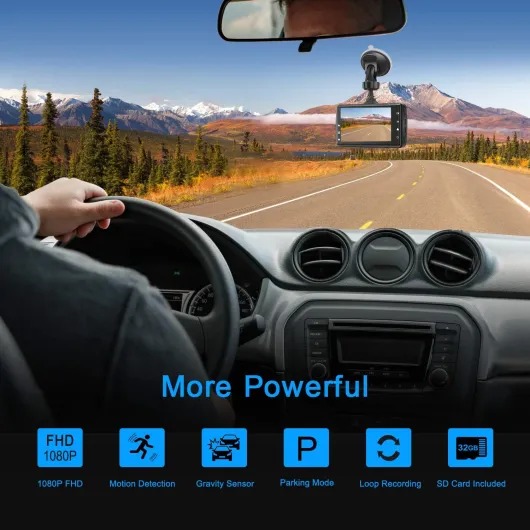 Dashcam Voiture Avant 1080P,Camera Voiture 3 pouce IPS Écran,Dash Cam Grand Angle 170°,Camera Embarquée Voiture avec carte SD 32G,Vision Nocturne,HDR,Enregistrement en Boucle,Capteur G,Parking Monitor