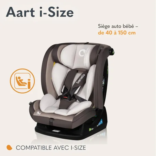 AART I-SIZE Siège Auto Bébé 40 à 150 cm, Installation avec Ceinture de Sécurité, Réglage de l'Appui-tête et de l'Inclinaison, Insert Lombaire et Réducteur, Norme R129 i-Size Standard Beige I-SIZE