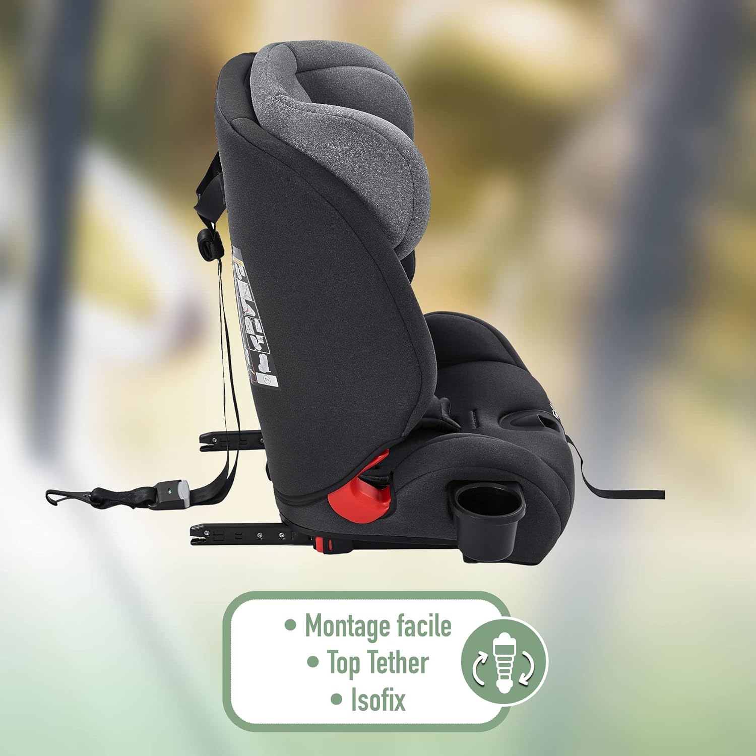 Siège Auto Enfant avec ISOFIX - 76–150 cm (dès 15 mois) - Ceinture de sécurité 3 points - Norme ECE R129/03 - Siège auto évolutif, sûr et confortable - Gris