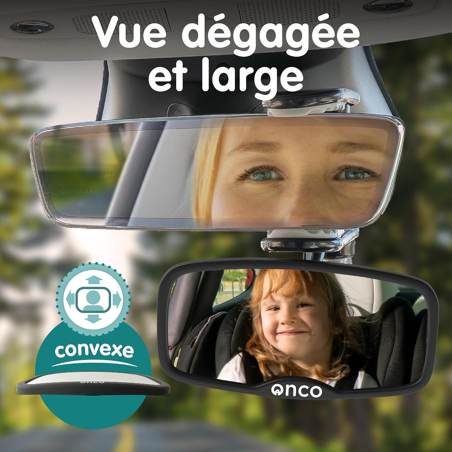 Miroir Bébé Orienté Vers L'avant - Rétroviseur Voiture Clipsable 100% Incassable, Intérieur, Accessoire Naissance Miroir Clipsable