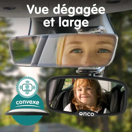 Miroir Bébé Orienté Vers L'avant - Rétroviseur Voiture Clipsable 100% Incassable, Intérieur, Accessoire Naissance Miroir Clipsable