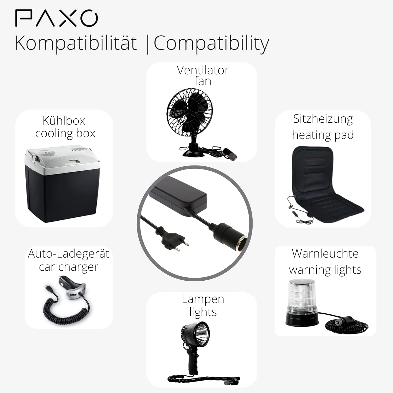 Adaptateur Secteur pour Voiture, 60W - 5A - 12V, convertisseur de Tension, redresseur avec Prise Allume-Cigare 5 Ampères (à 60 Watt)