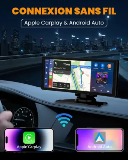 Carplay Voiture, 8.88" Autoradio Carplay pour Apple & Android avec HD 1080P Camera de Recul & Caméra Frontale, Navigation GPS, Bluetooth 5.2, Commande Vocale Mains Libres, Mirror Link, AUX, FM