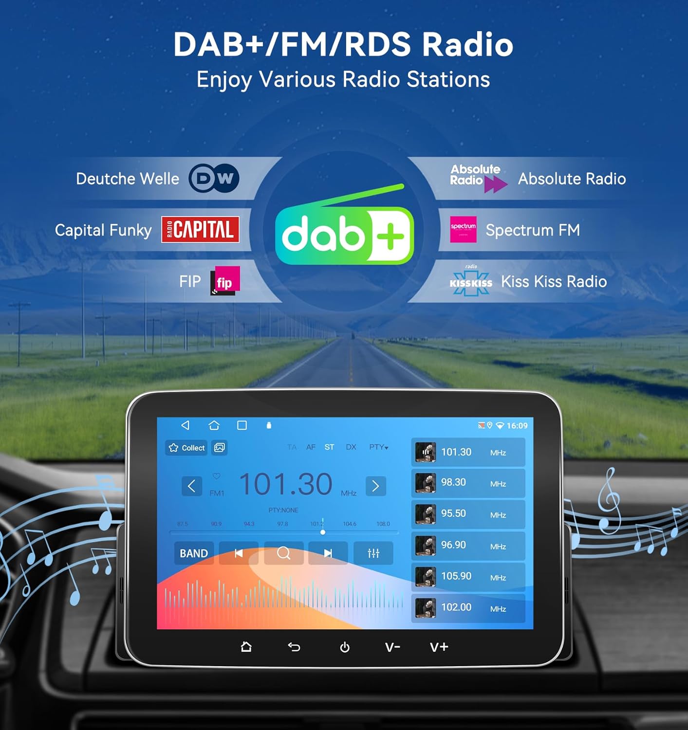 PORMIDO Autoradio avec écran Dab+, 7 Pouces 1 Din Android 13 Apple CarPlay Android Auto Écran Tactile, Radio sans Fil Car Play avec Bluetooth WiFi Navi MirrorLink FM RDS GPS SWC USB EQ