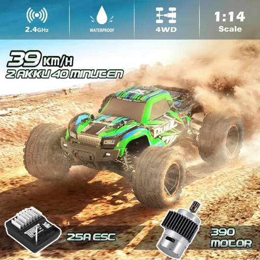 HAIBOXING Voiture Télécommandée Tout Terrain 1/14 39km/h RC Voiture à Grande Vitesse 4WD 2.4GHz RC Monster Truck avec 2 Batterie 40min+ pour RC Buggy Hobby Jouet pour Adultes et Enfants