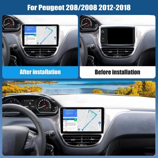 4G+128G Android 15 Autoradio pour Peugeot 208/2008 2012-2018 avec CarPlay Android Auto sans Fil, 10,1“ Écran Tactile 2 Din Radio avec GPS WiFi Bluetooth Lien Miroir FM/RDS EQ SWC Caméra