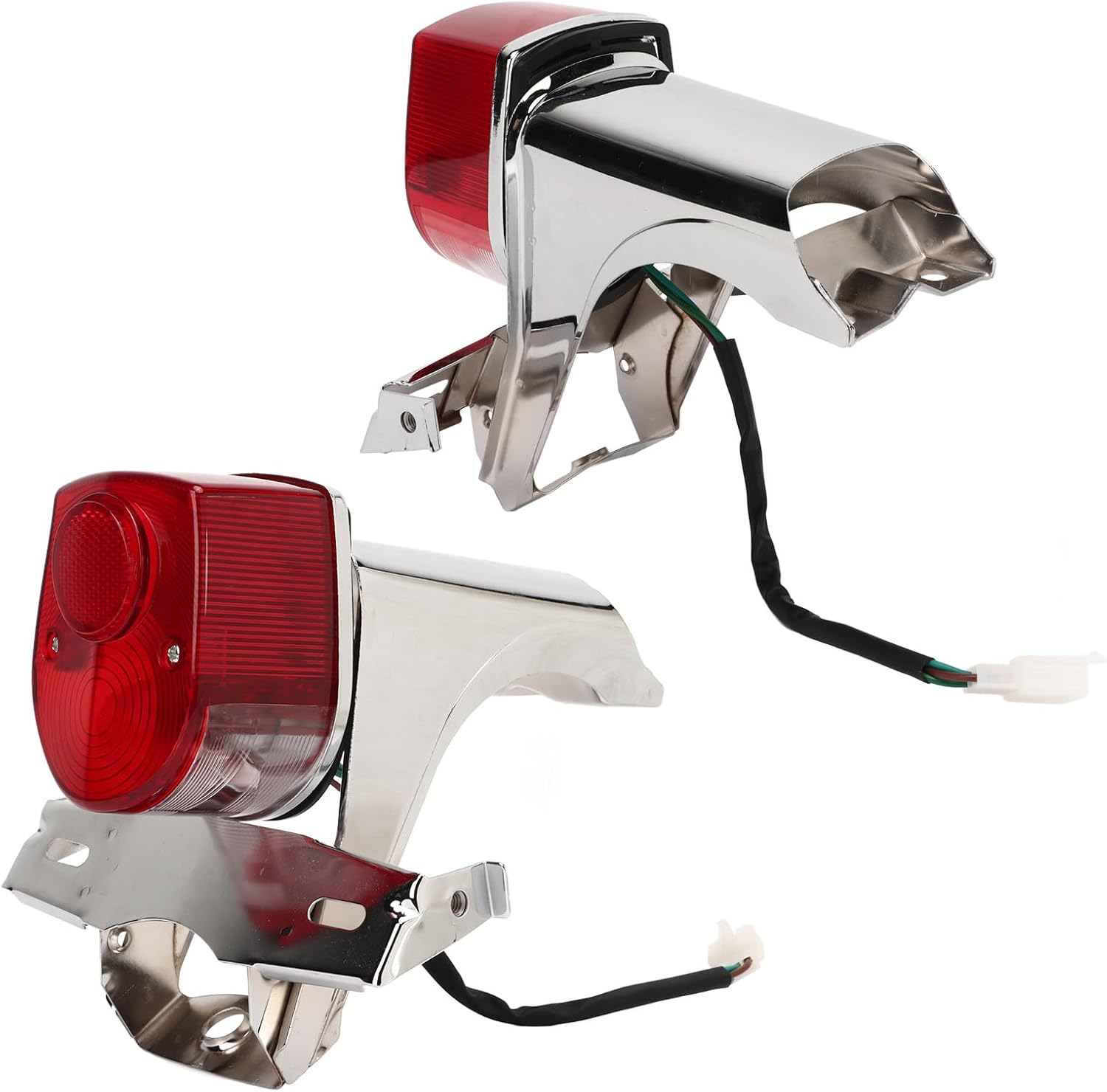 Plaque d'éclairage Moto LED,Plaque D'immatriculation du Feu Arrière de Moto DAX ST50 ST70 CT50 CT70 Trail Steel Chrome Abs