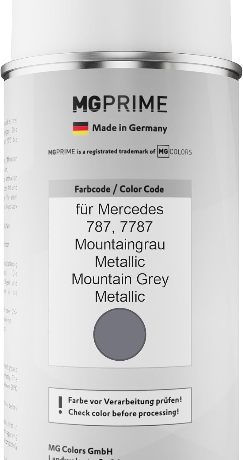 Peinture voiture Bombes aérosols pour Mercedes 787/7787 Mountaingrau Metallic/Gris Montagne Metallic Peinture de base vernis clair aérosol 400ml