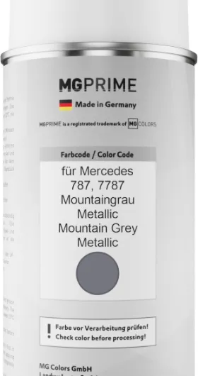 Peinture voiture Bombes aérosols pour Mercedes 787/7787 Mountaingrau Metallic/Gris Montagne Metallic Peinture de base vernis clair aérosol 400ml