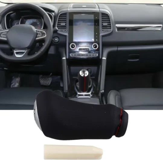 Pommeau de levier de vitesse pour Renault 5 vitesses compatible avec Clio 3 pour Megane 2 II modèles 2003 2009 avec convertisseur pour utilisation manuelle (ligne blanche) White Line