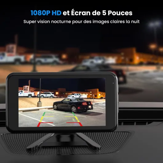 AUTO-VOX W12 Camera de Recul sans Fil: 5" LCD 1080p Caméra de Recul sans Fil Supporte 2 Caméra, Caméra de Recul Voiture avec Signal Stable, IP69K Étanche, Vision Nocturne pour Auto Camion Camping-Car