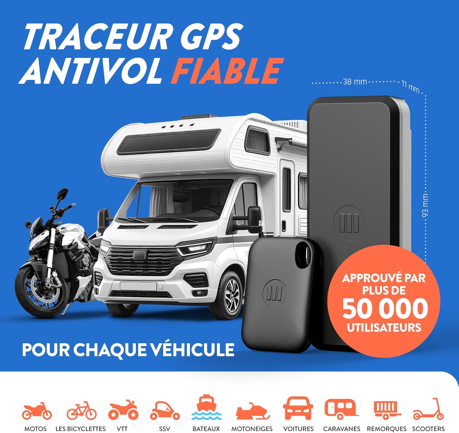 Monimoto 9 Anti-Theft GPS et Tracker d'Alarme - Installation DIY, sans Câblage, Étanche, Couverture Mondiale - pour Véhicules, Motos, Voitures, Vélos, Quads, Moteurs de Bateaux, Caravanes