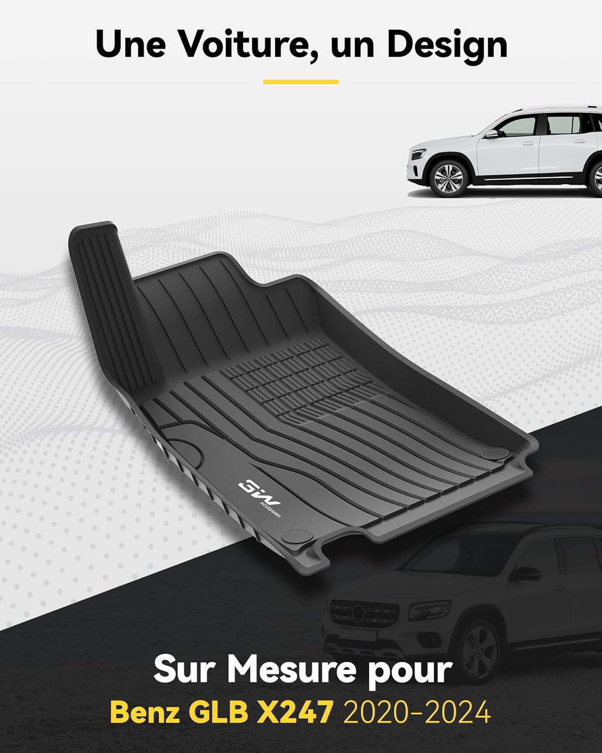 Tapis de Sol pour Mercedes Benz GLB X247 2020-2025 2026, Tapis en TPE pour Voiture Antidérapant et Imperméable, Tapis de Voiture pour Benz GLB Premium