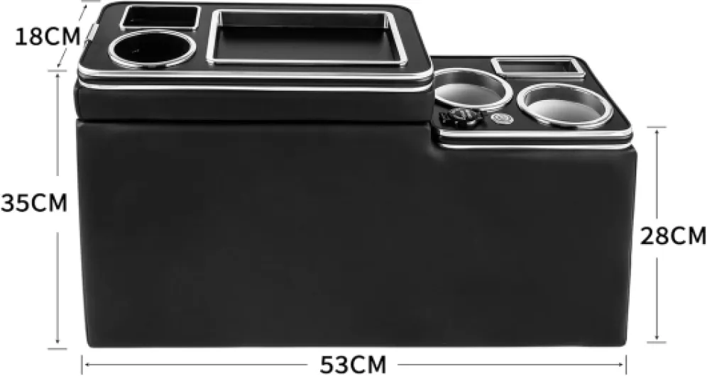 Accoudoir Console Centrale Universelle pour Voiture avec étagères, Compatible avec VW T5 T6/Universelle MPV avec Porte-gobelet, Port USB, éclairage LED