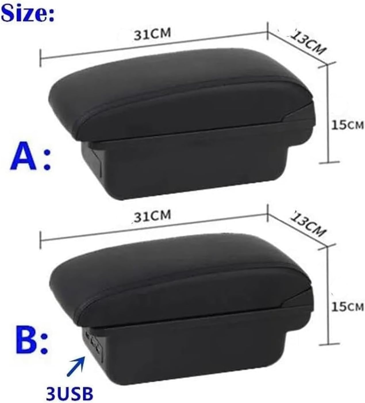 Boîte Rangement Console Centrale Pour Accoudoir Voiture Universel Modèle Boîte Rangement Accessoires Pièces Rénovation Augmente Et Soulage Fatigue(A1 Black Line No Usb)