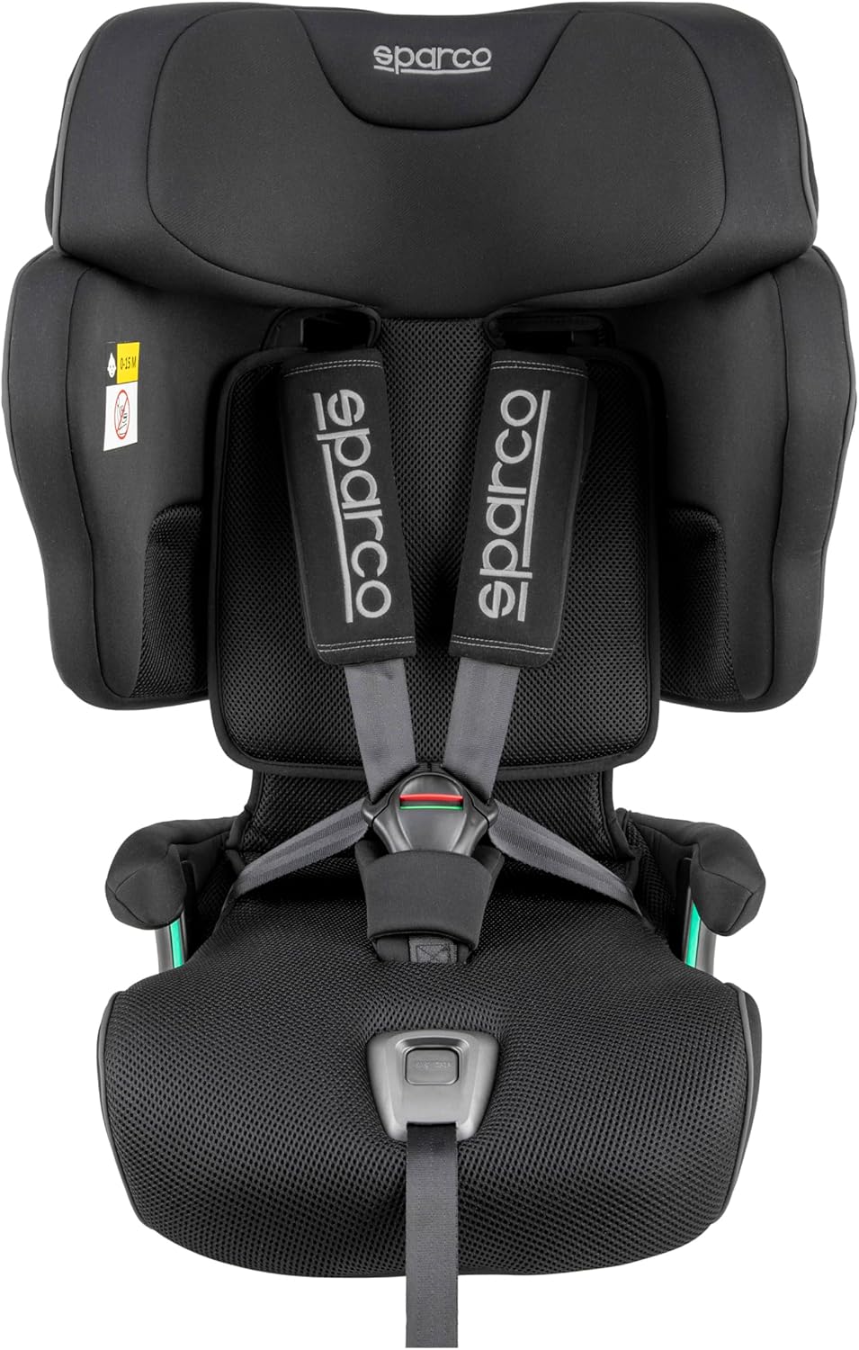 Siège auto Sparco i-Size SK8000IBK pour enfants de 76 à 150 cm, homologué ECE R129/04, avec ISOFIX et Top Tether, appuie-tête réglable, dossier rabattable et harnais à 5 points, couleur noire