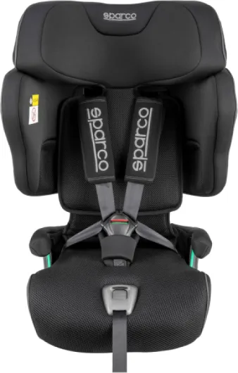 Siège auto Sparco i-Size SK8000IBK pour enfants de 76 à 150 cm, homologué ECE R129/04, avec ISOFIX et Top Tether, appuie-tête réglable, dossier rabattable et harnais à 5 points, couleur noire