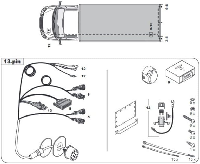 Faisceau SPECIFIQUE 13 Broches pour IVECO Daily Plateau Roues Simples Non PREEQUIPE (07/14-) - France Attelage