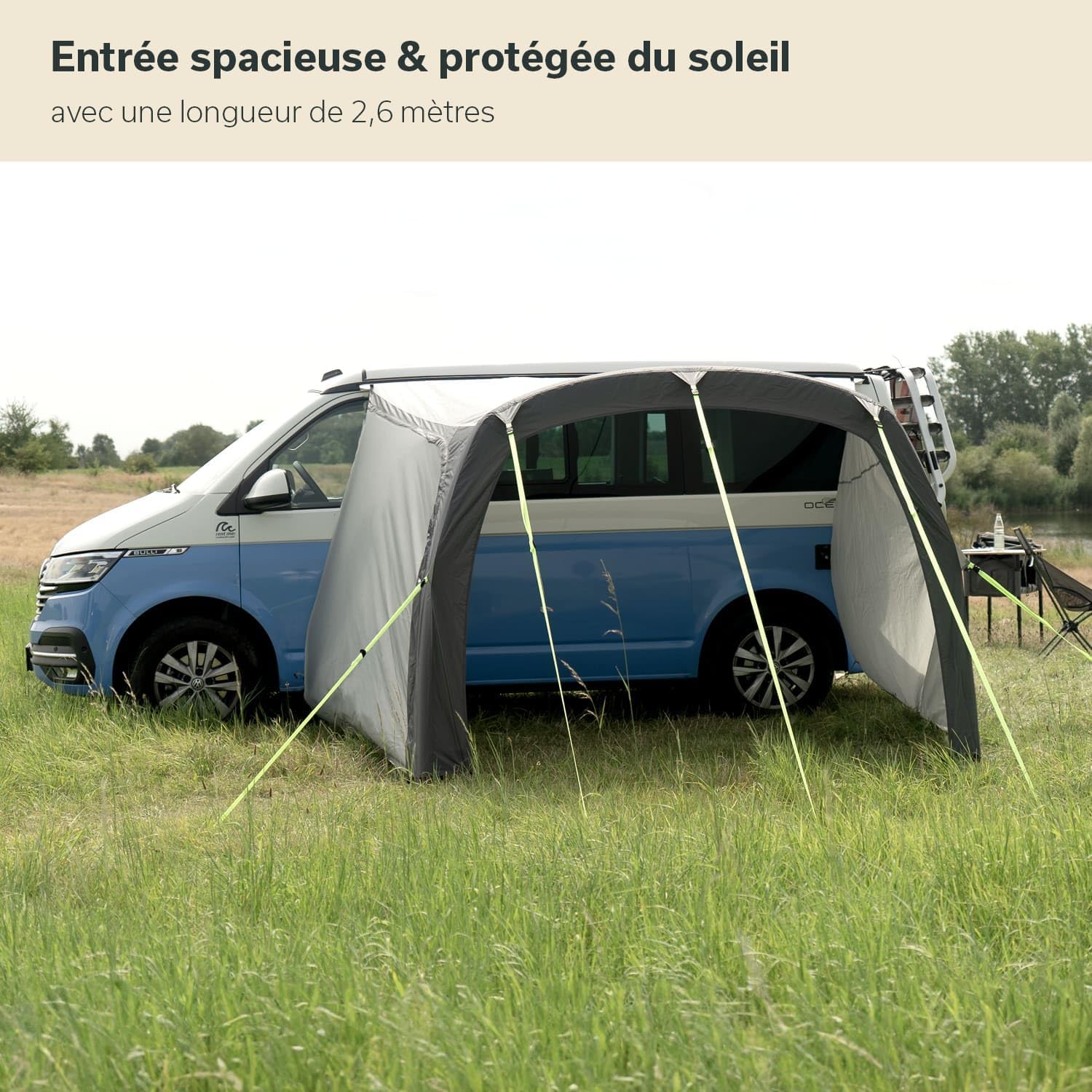 Auvent Vika Air Van 260 Set - Auvent Gonflable avec parois latérales, Van Tarp, Voile d'ombrage UV 50+, Colonne d'eau de 3000 mm- pour Camping-Car, Mini-Bus, Bus