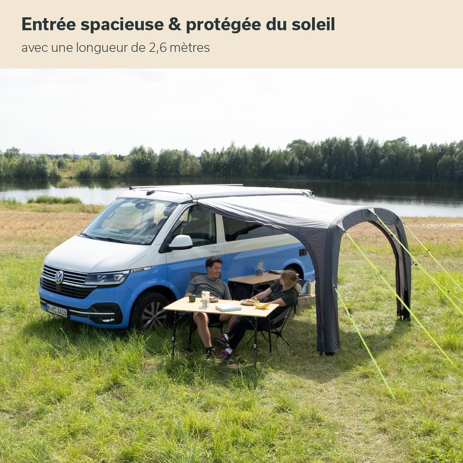 Auvent Vika Air Van 260 - Auvent Gonflable, Caravan Tarp, Voile d'ombrage UV 50+, Colonne d'eau 3000 mm - pour Camping-Car, Caravane, Minibus, Bus