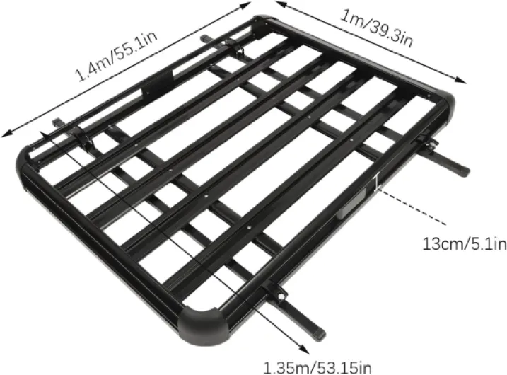 Barres de toit universelles en aluminium - Largeur réglable - Charge maximale 150 kg - Pour SUV, panier de toit, porte-cargaison - 140 x 100 cm - Noir