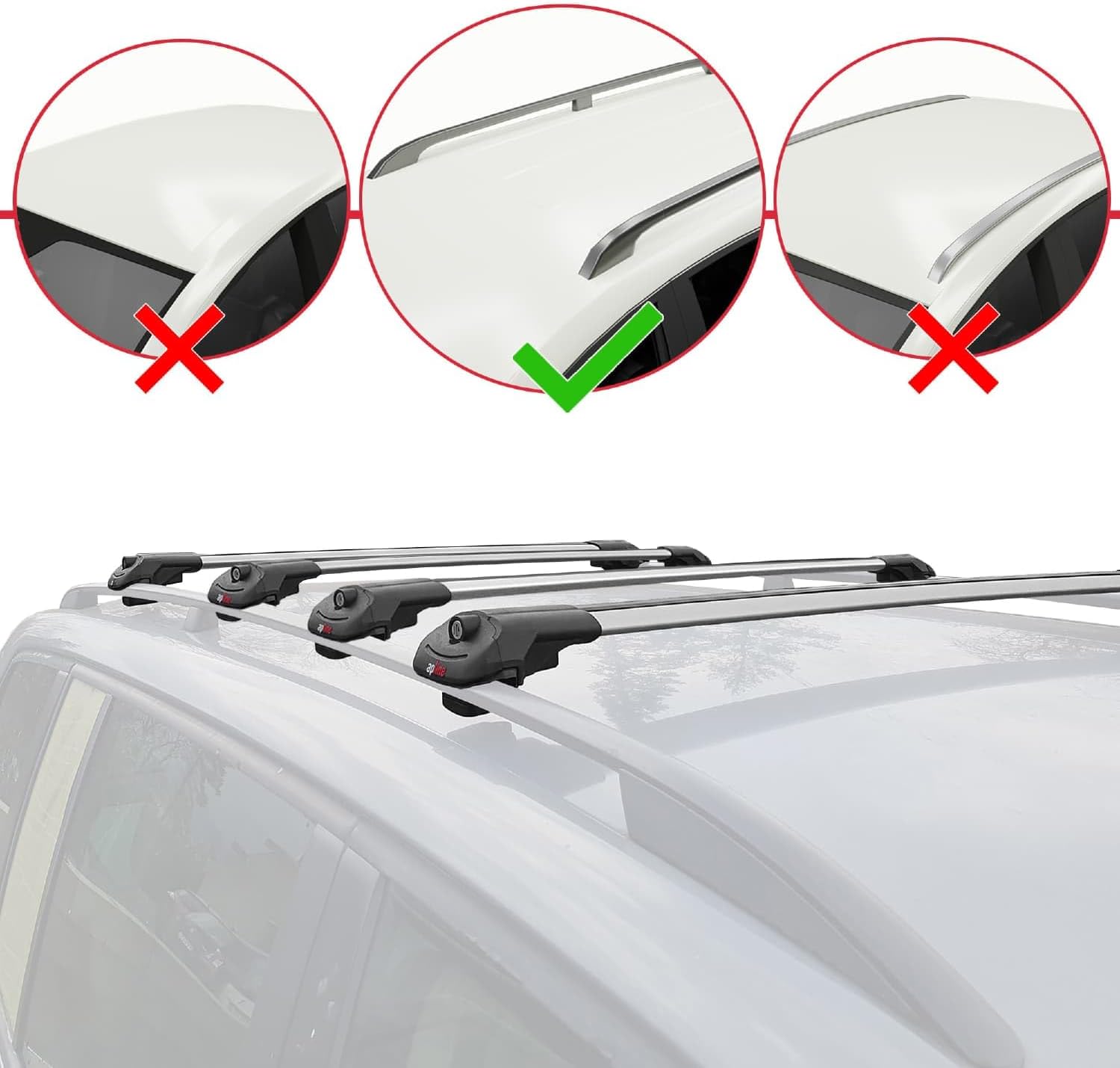 Compatible avec Ford Transit/Tourneo Courier Post-Facelift 2018-2022 ACE-1 Barres de Toit Railing Porte-Bagages de Voiture Gris Aluminium 4 Barres