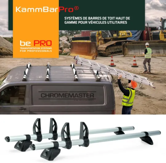 Rhino KammBar Pro - Compatible avec Peugeot Expert 2016+ L2H1 / L3H1 - Galerie de Toit, Porte-Bagages de Voiture - Barres de Toit pour Véhicules Utilitaires, 3 Pièces - Structure en Aluminium Aluminium - 3 Barres de Toit Aluminium-Argent
