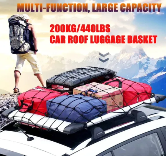 Coffre de Toit Souple Porte Ski pour Barre de Toit Coffre de Toit Porte Bagage Voiture Barre Support de Voiture Max.200 kg avec Cadre d'Extension de Toit pour Voiture,Silver-140X100cm 140X100cm Silver