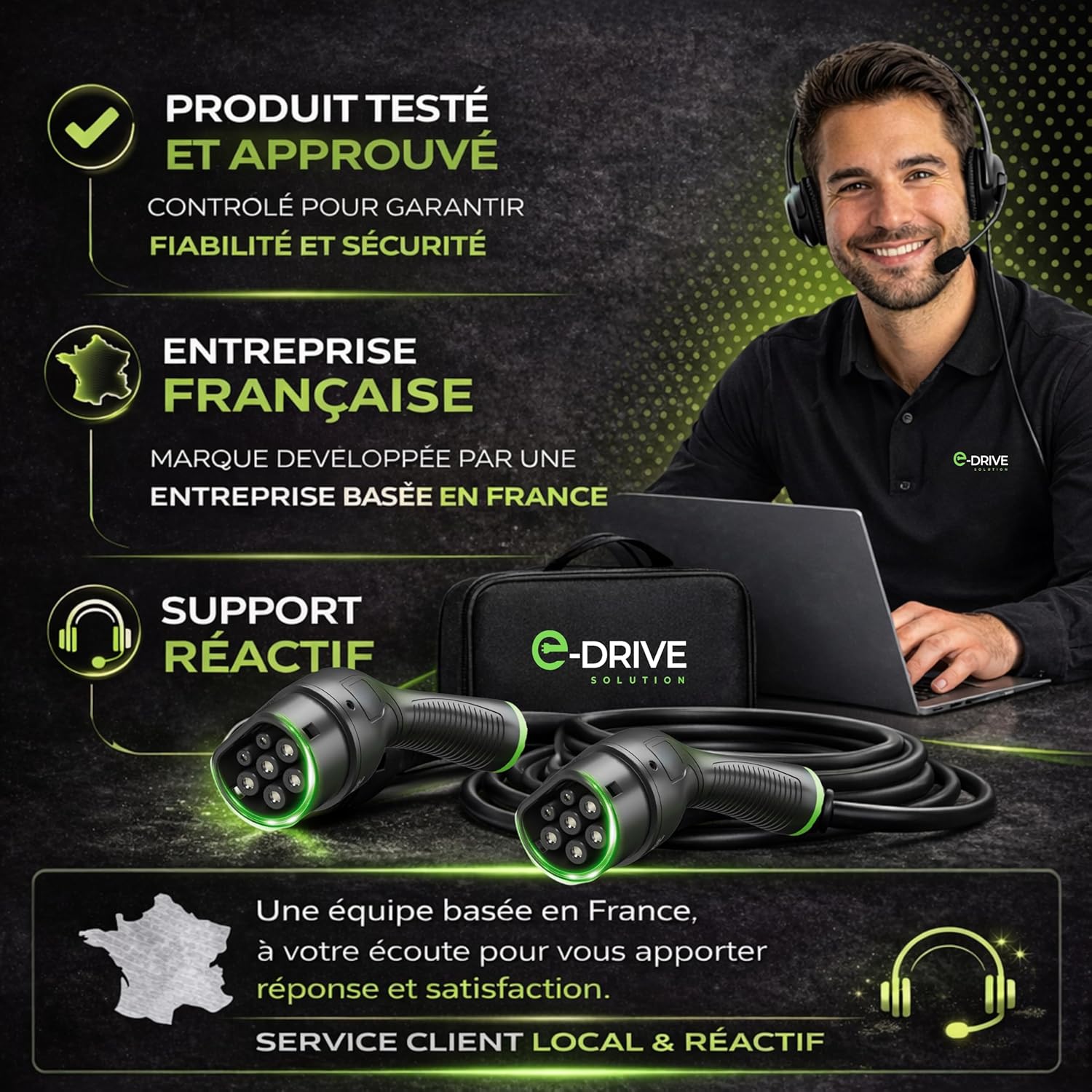 Câble de Recharge Voiture Électrique Type 2 (22 KW, 5 Mètres), IP65 Étanche Charge Rapide et Sécurisée Compatible avec Model3/e-208/500-e (Câble T2)