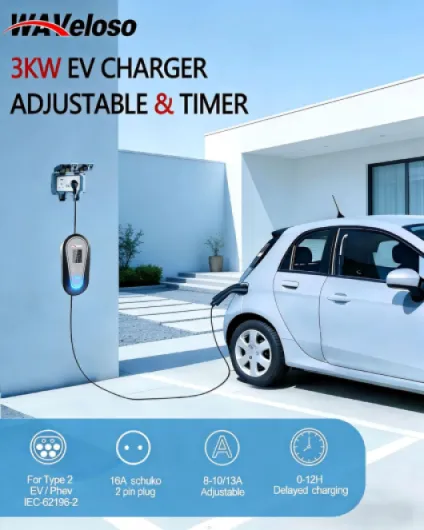 Chargeur Voiture Electrique 5M, 3KW【8-10-13A,0-12H】 Cable Recharge Voiture Electrique Type 2 Chargeur avec Schuko Prise 16A EV Charger avec Support Mural Sac, IP65, Compatible avec EVs/PHEVs