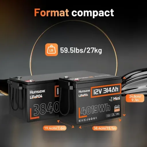 Test HumsiENK LiFePO4 12V 314Ah Bluetooth : grosse capacité compacte pour installation 12V