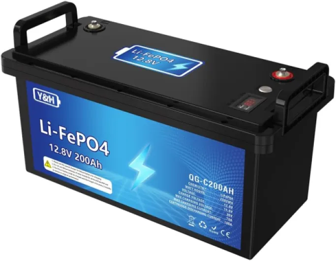 Y&H Batterie au lithium LiFePO4 12V 200Ah Puissance maximale 2560Wh Port USB Affichage de la tension en temps réel BMS intégré Parfait pour moteur de trolling,bateau, RV,camping 12V-200Ah-2560Wh