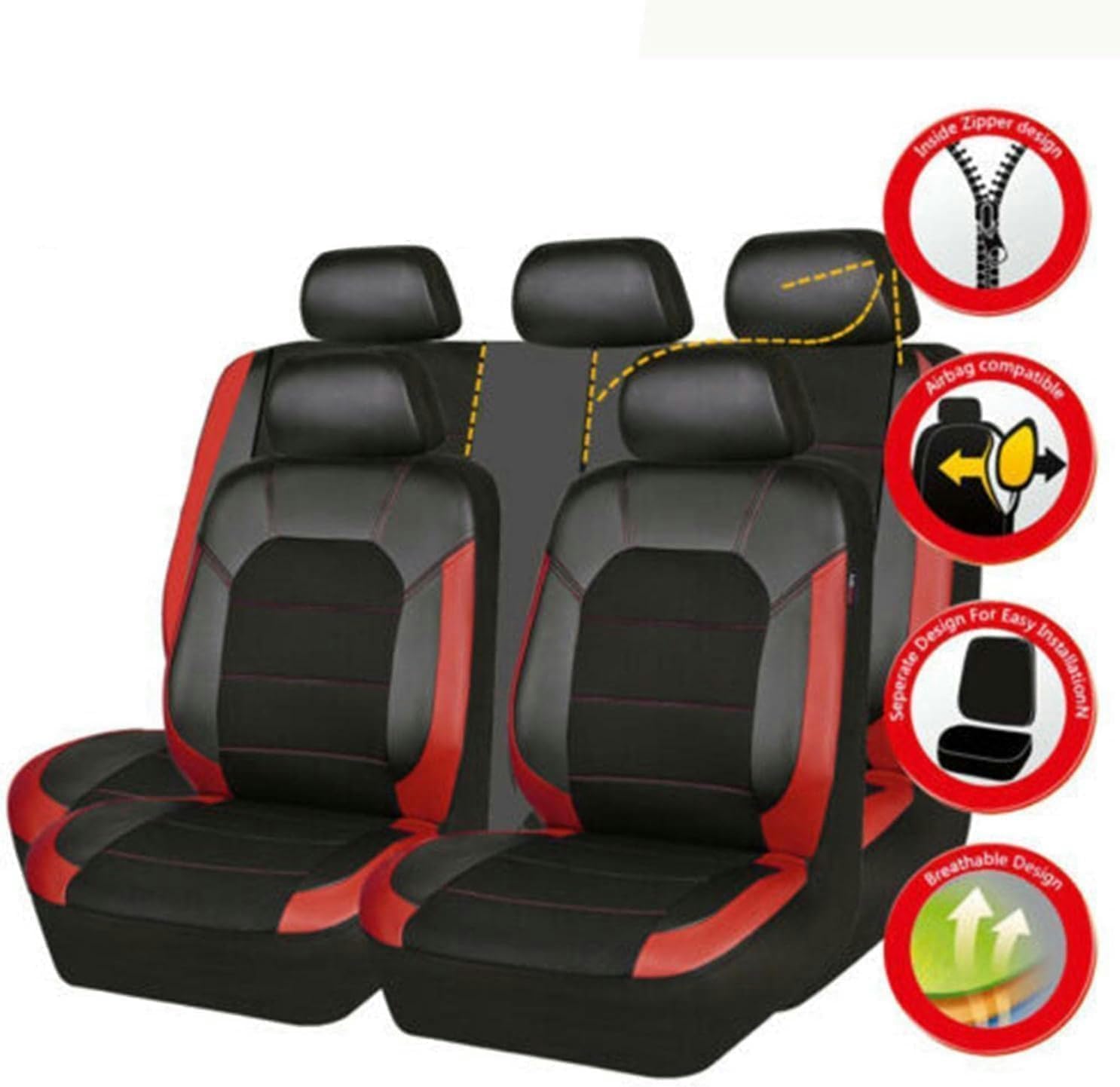 Housse de Siege Voiture pour Renault Clio 4,sur Mesure Ensemble Complet de Housses Siege Auto,Nonslip Confortable Protection Couvre Sieges,D/Red normal D/Red
