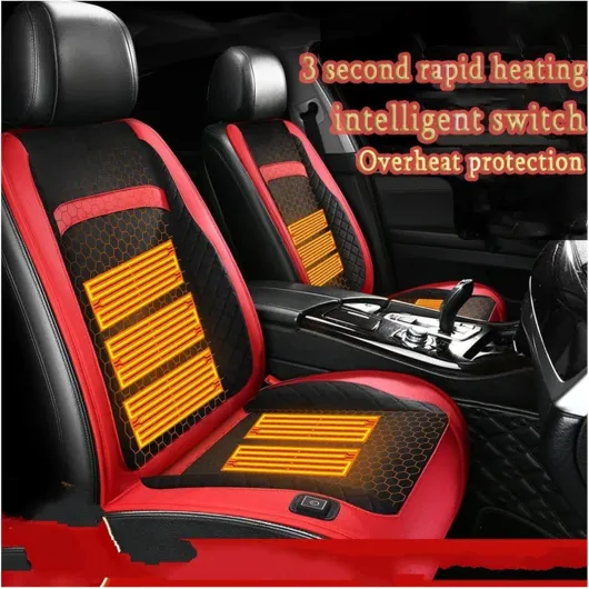 Housse siège Voiture Coussin Chauffant Électrique en Graphène Siège Voiture Fixation Allume-Cigare 12V/24V Isolation Thermique Rapide Coussin Chauffant(1)