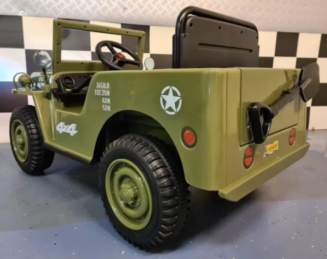 Jeep USA Army Willy Little 12 V, 1 place, roues EVA, 4 moteurs 12 V, télécommande RC - LI-JH-103D-KI4- LE14976 (sable du désert)