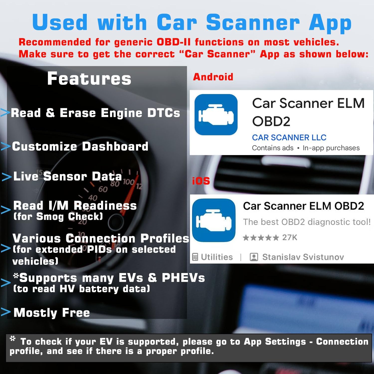 OBDCheck BLE + Bluetooth OBD II EOBD Scanner Lecteur de Code de Voiture Outil de Diagnostic de Moteur pour iOS et Android