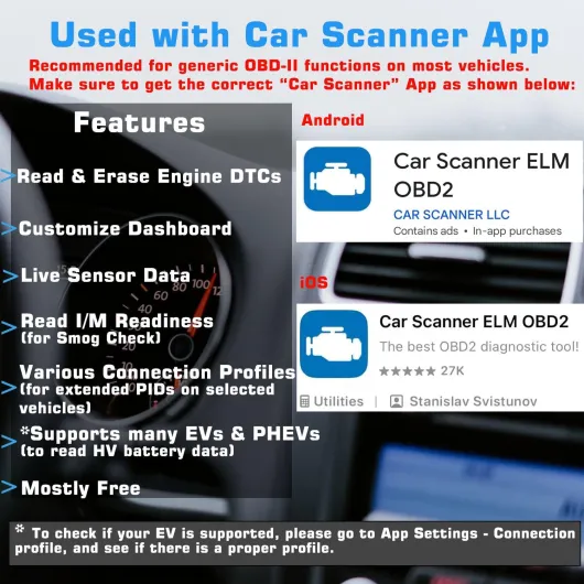 OBDCheck BLE + Bluetooth OBD II EOBD Scanner Lecteur de Code de Voiture Outil de Diagnostic de Moteur pour iOS et Android